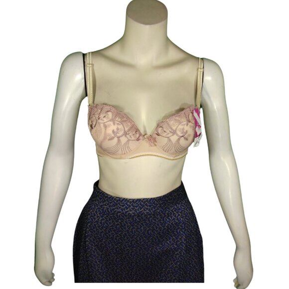 Women Mauve Embroidered Push up Bra - Picture 1 of 1